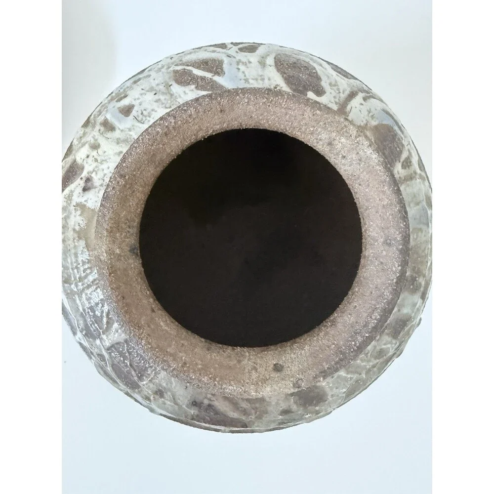 Vintage Signed SMART Studio Pottery Vase Heavy Stoneware Iridescent Oil Spot
